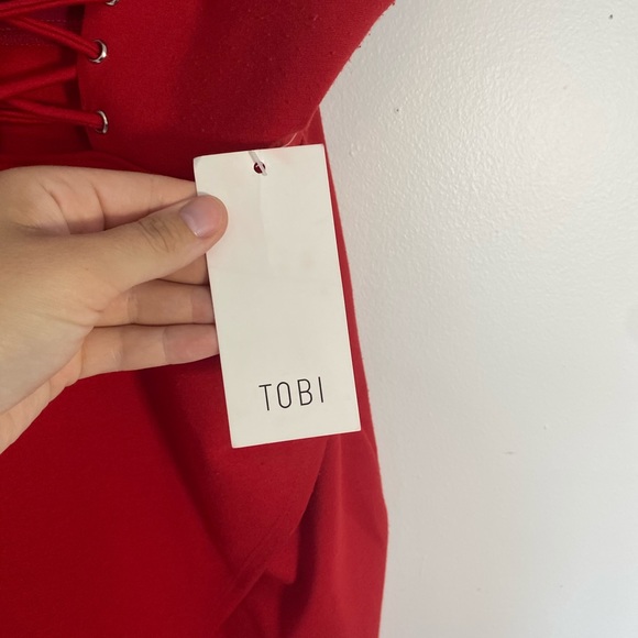 NWT TOBI Red Lace-up Tank Adjustable Straps Small - Picture 4 of 12